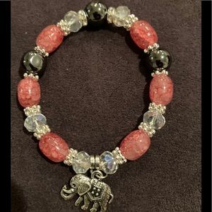 Handmade Beaded Gemstone Charm Bracelet..